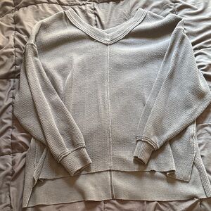 Aerie Light Gray V-Neck Sweater